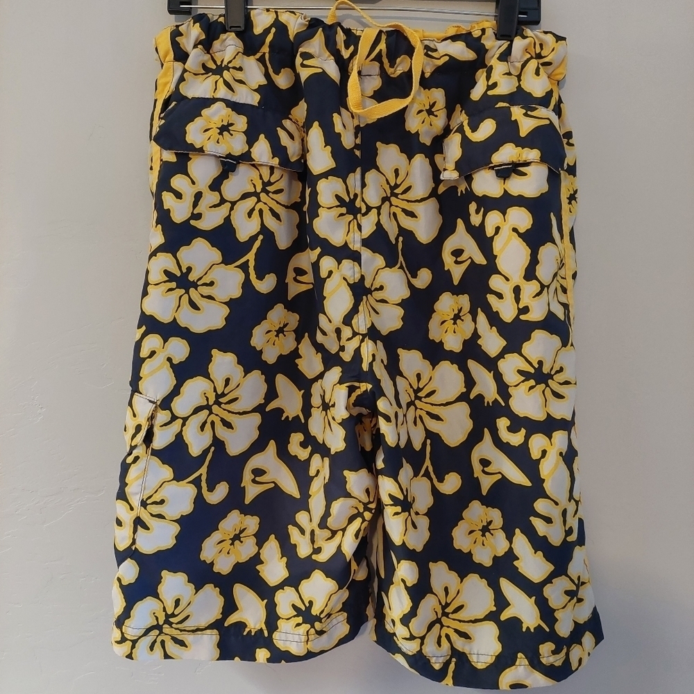 Plugg Co Yellow Blue Shorts 40 Original Cargo Equip Water Pull-On‎  Drawstring